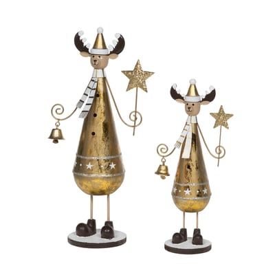 Set de 2 rennes magique à poser en métal doré H25 cm AMADEUS
