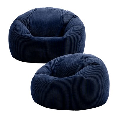 Lot de 2 poufs classiques velours côtelé Oeko-Tex® - KINGSTON ICON