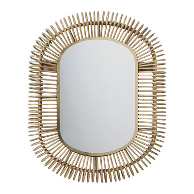 Miroir ovale en rotin et métal BLANC D’IVOIRE
