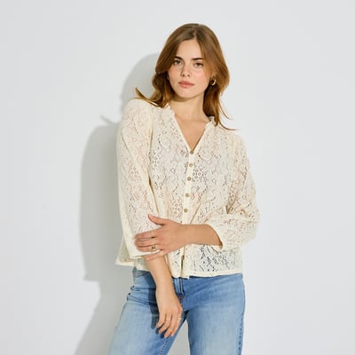 Chemise ajourée manches 3/4 GRAIN DE MALICE