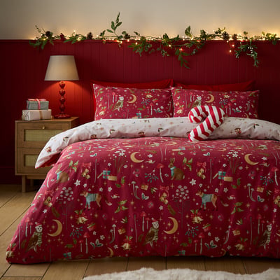 Enchanted Twilight Christmas Reversible Duvet Cover and Pillowcase Set CATHERINE LANSFIELD