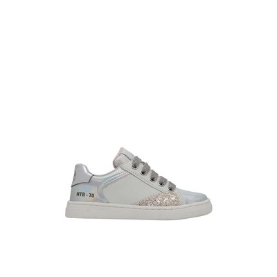 Baskets en cuir iridescent et paillettes QUAR ZIP. NATURINO