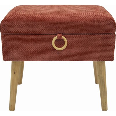 Tabouret coffre  en bois et tissu effet chenille RECOLLECTION