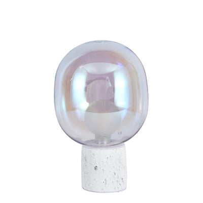 Lampe à poser en verre irisé et béton H24 cm - BULLE MAISON PAVANE
