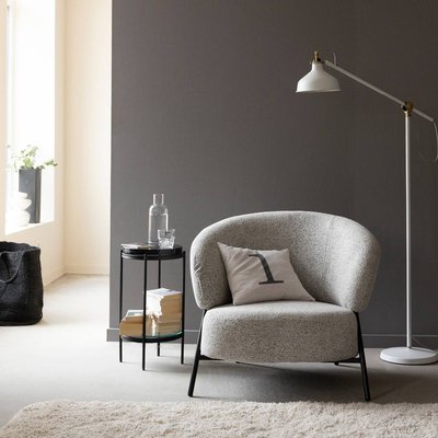 Fauteuil en tissu bouclette gris  KANOA MADE IN MEUBLES 