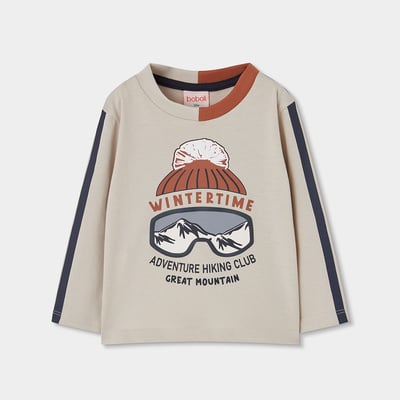 T-shirt garçon maille imprimé montagne BOBOLI