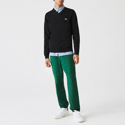 Camisola de decote em V, em algodão bio LACOSTE