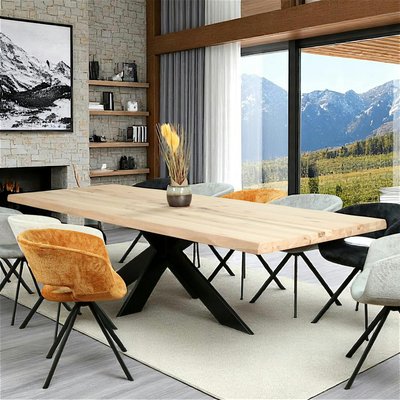 Table extensible en chêne blanc avec bords naturels 300 cm PALERME PIER IMPORT