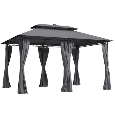 Barnum pavillon de jardin LED 3 x 4 m métal époxy polyester gris OUTSUNNY