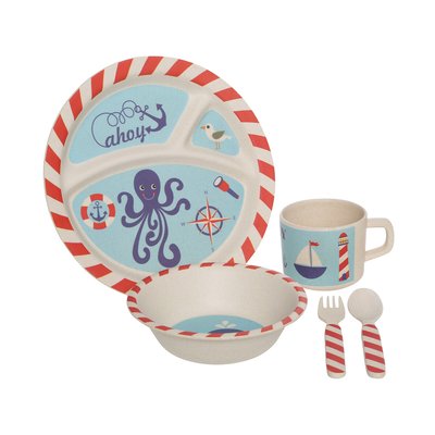 5-Piece Bamboo Fibre Kids Pirate Dinner Set SO'HOME