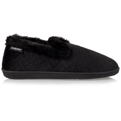 Chaussons Charentaises en velours ultra doux, bordure en imitation fourrure, semelle ultra confort ISOTONER