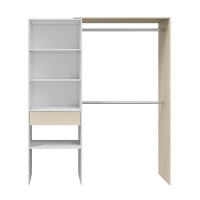 Armoire dressing décor blanc et chêne - H187 cm CALICOSY