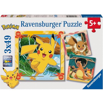 Puzzle Pikachu, Dracaufeu et Evoli 3x49 pcs RAVENSBURGER
