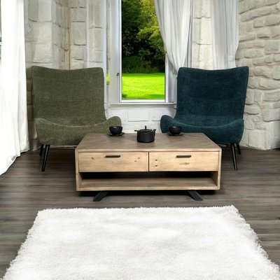 Table basse en bois recyclé 102x65cm avec tiroirs style contemporain VITTORIA PIER IMPORT