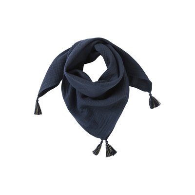 Foulard uni à pompons en coton bio VERTBAUDET
