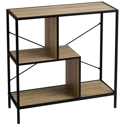 Console d'entrée en bois et métal noir 3 plateaux 80x30x80cm WADIGA