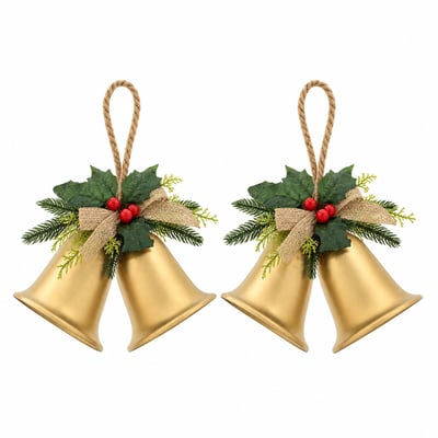 Set of 2 30cm Heritage Noel Twin Metal Bells SO'HOME