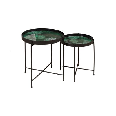 Set de 2 tables d'appoint avec plateau émaillé, GELA NOW'S HOME