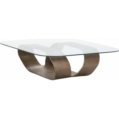Table basse carrée en verre et métal RECOLLECTION