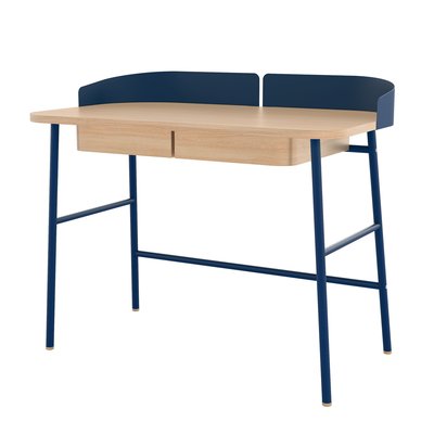 Bureau en chêne et métal coloré, VICTOR HARTO