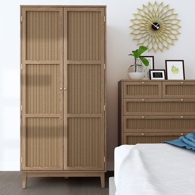 Boho Oak Rattan 2 Door Wardrobe SO'HOME