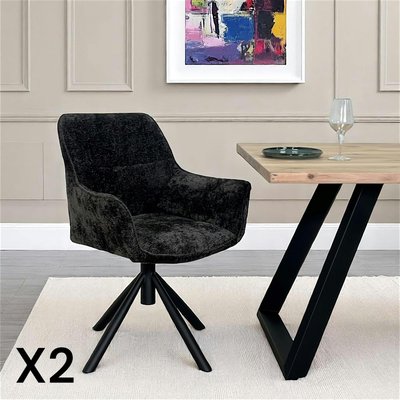 Fauteuil de table pivotant tissu noir (lot de 2) IENA PIER IMPORT