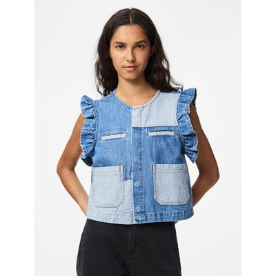 PCFIE - VOLANTS ET PATCHWORK Gilet en denim PIECES