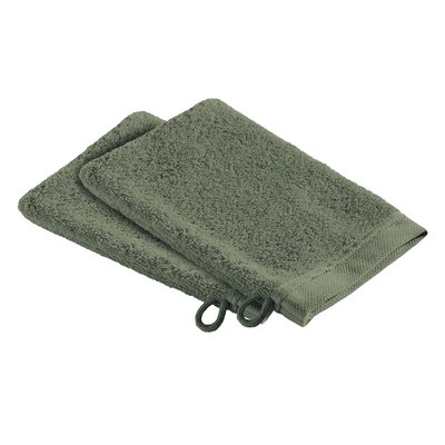 Lot de 2 gants de toilette en coton bio, DOUCEUR NATURE BLANC CERISE