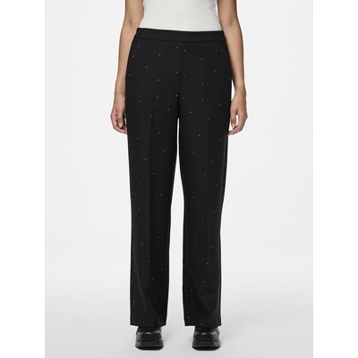Pantalon large, taille haute à strass PIECES