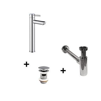 Robinet bec haut TAP + bonde CLINT + siphon SIMON MOB IN