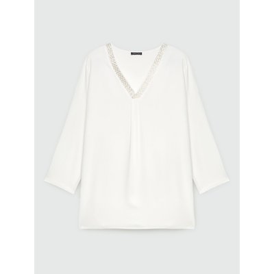 T-shirt combinant deux tissus différents : crêpe et jersey, en viscose LENZING™ ECOVERO™ FIORELLA RUBINO