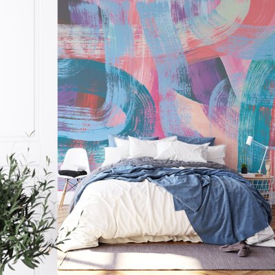 Papier peint panoramique d'une peinture avec coups de pinceaux - 340x260 cm (l x h) LA TOUCHE ORIGINALE