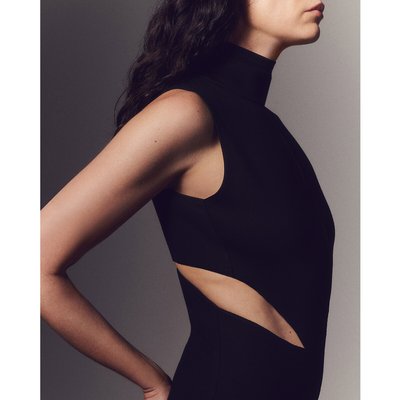 Vestido comprido, gola subida, de cavas NORMAN MABIRE-LARGUIER X LA REDOUTE 