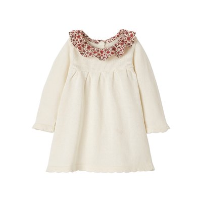 Robe en tricot col en tissu fleuri VERTBAUDET