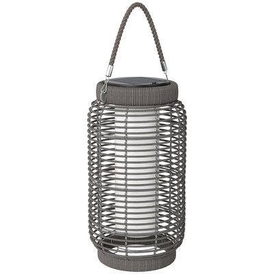 Lampadaire solaire LED portable style colonial résine tressée grise OUTSUNNY