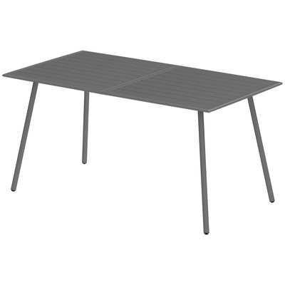 Table à manger de jardin 6 personnes plateau à lattes acier époxy gris OUTSUNNY