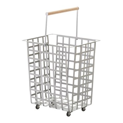 Grand panier multi-usages avec roulettes et poignée en bois, ZESTA DON HIERRO