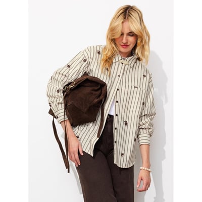 Chemise oversize rayée brodée PROMOD