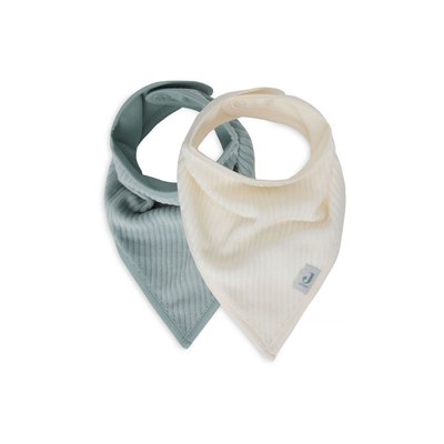 Lot de 2 bavoirs bandana Velvet Sea Green & Ivoire JOLLEIN