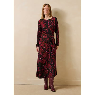 Robe midi fleurie ceinturée manches longues LA FEE MARABOUTEE