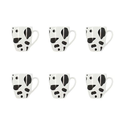 Lot de 6 mugs 35cl en porcelaine, VACHE NOVASTYL