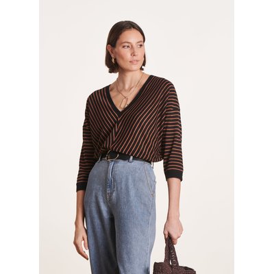 Pull rayé manches 3/4 col V LA FEE MARABOUTEE