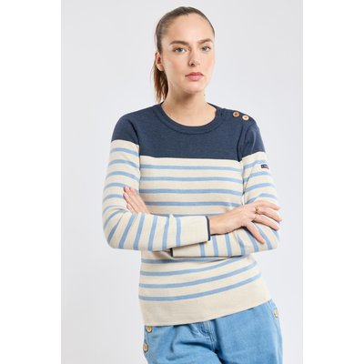 Pull marin rayé avec boutons en laine ARMOR-LUX