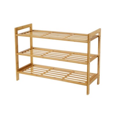 Étagère à chaussures bambou étroite 3 niveaux - 70x26x50cm WADIGA