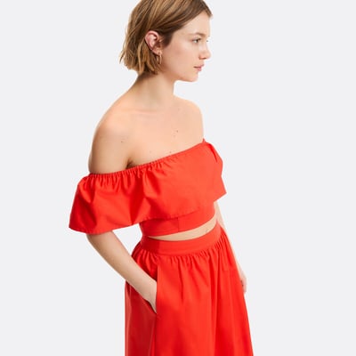 Top corto senza spalline con volant LA REDOUTE COLLECTIONS