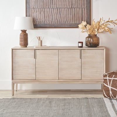 Giano Acacia Wood 4-Door Sideboard SO'HOME