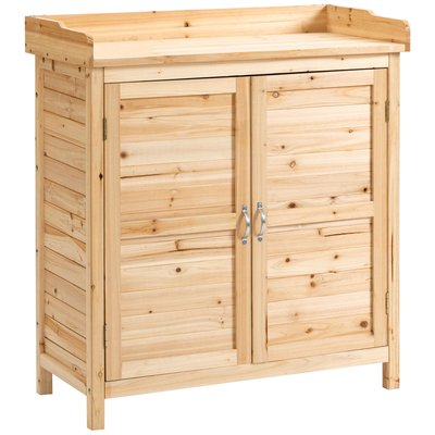 Armoire de jardin sur pied 2 portes étagère sapin OUTSUNNY