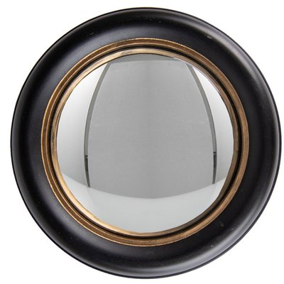 Miroir convexe mural en bois noir et doré 23x23x2cm WADIGA