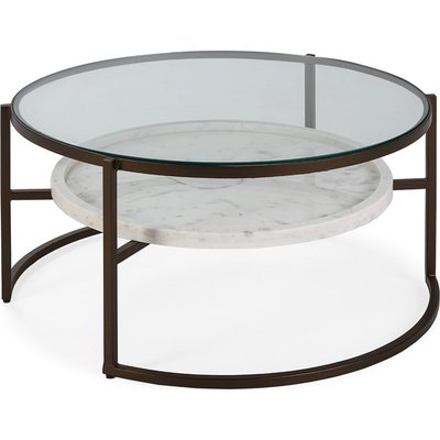 Table à café verre et marbre  finition bronze antique RECOLLECTION
