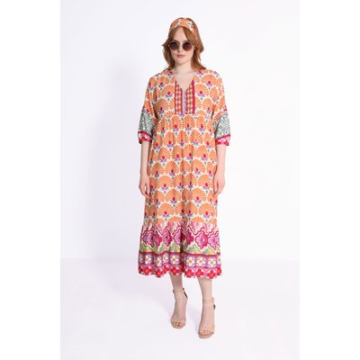 Robe longue style bohéme en imprimé à base JEAN-MARC PHILIPPE